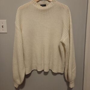 White Balloon Sleeve Sweater